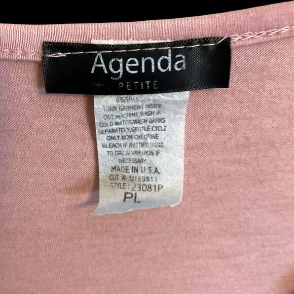 Agenda Top Women Short Sleeves SZ PL Pink Rosette Accent Tiered - Picture 3 of 5